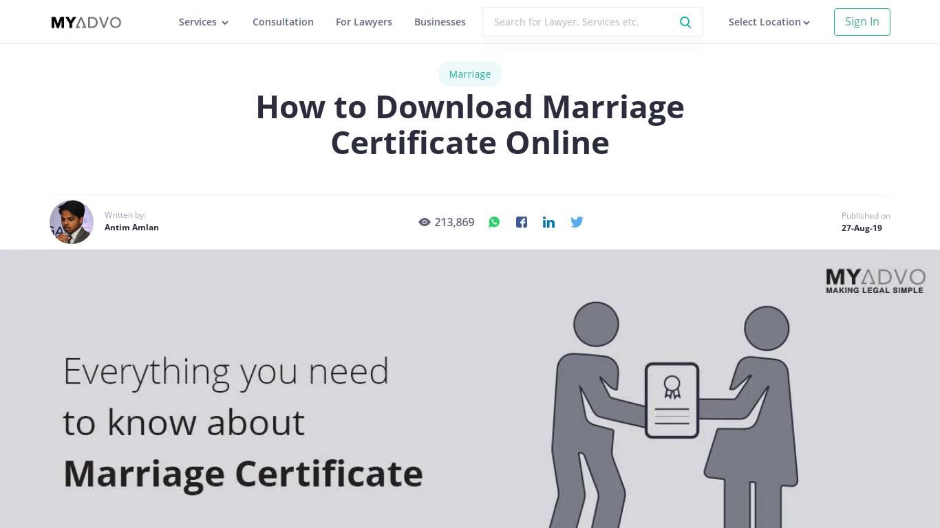 How to Download Marriage Certificate Online - MyAdvo.in